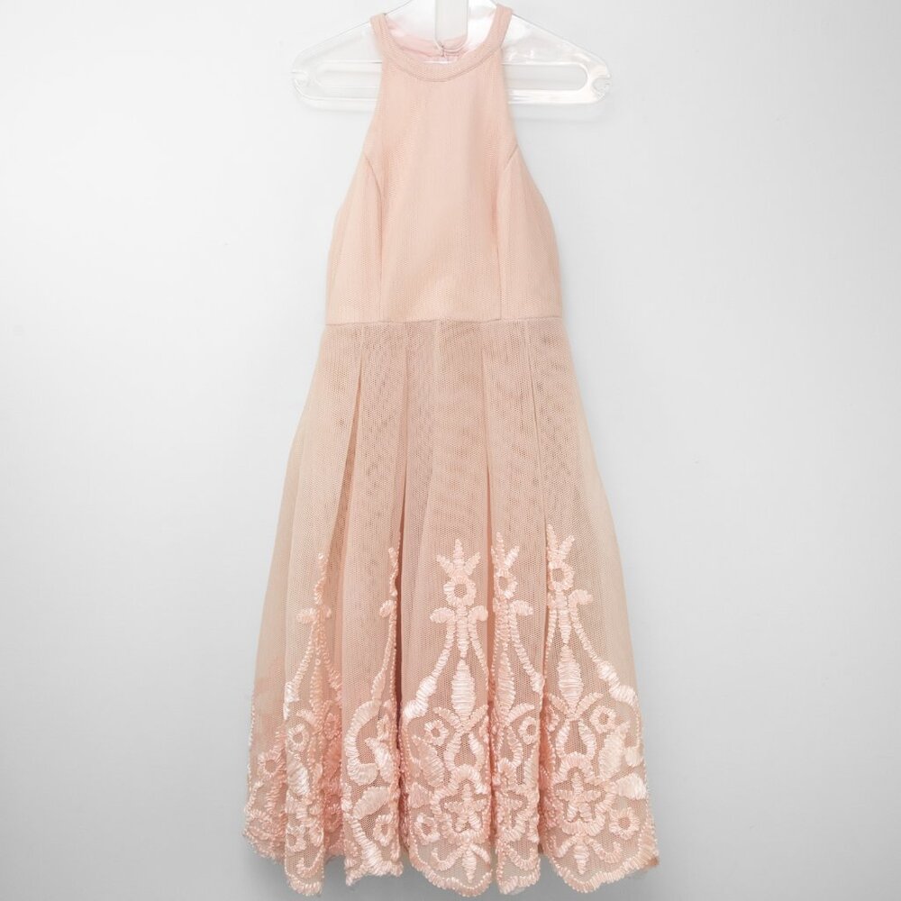 ASOS Embroidered Floral Super Full Mesh Dress Blush Pink Cocktail Size 6 New